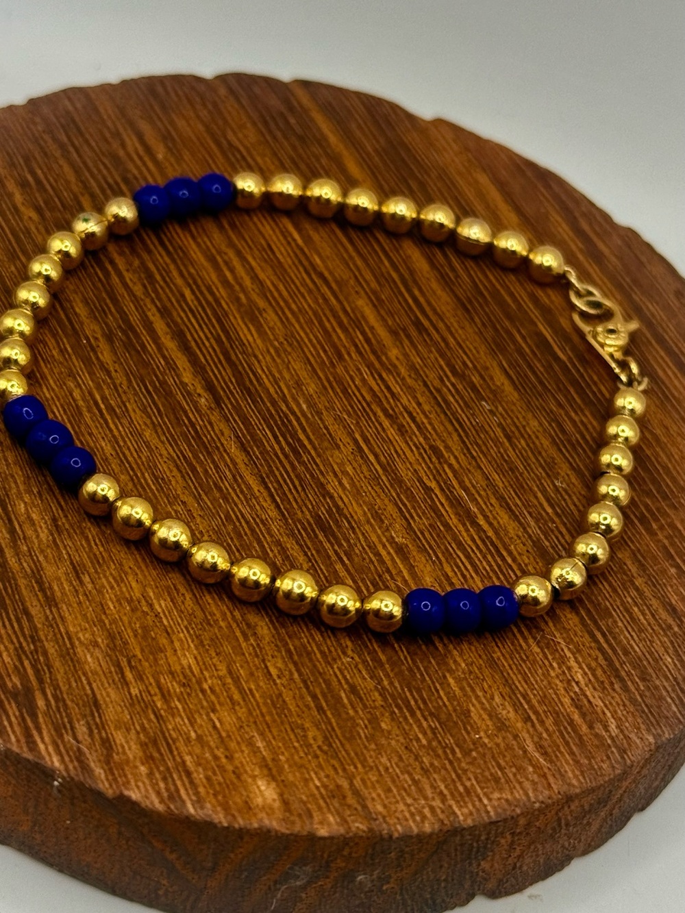 Monet Gold Beaded Bracelet with Lapis Accent Beads